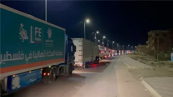 القاهرة الإخبارية: دخول شاحنات محملة بمساعدات غذائية وطبية لغزة