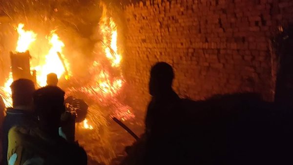 تفحم وإصابة 4 أشخاص في حريق بقرية شكشوك في الفيوم